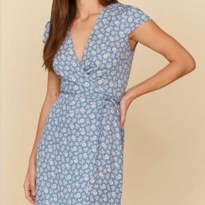 Reformation Zena Blue Wrap Dress